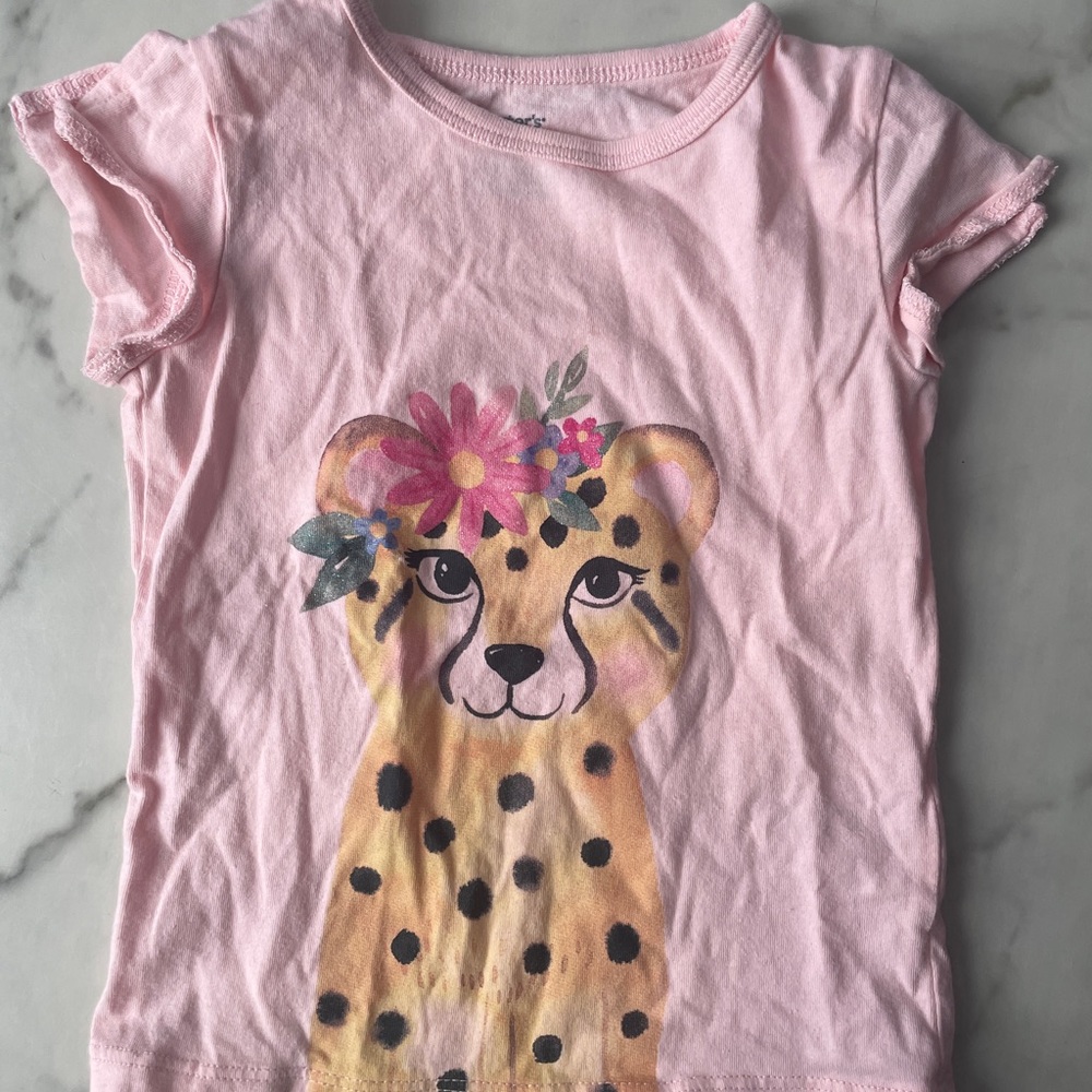 Carter’s Baby Girl Pink Jaguar Print T-Shirt Size 24 Months